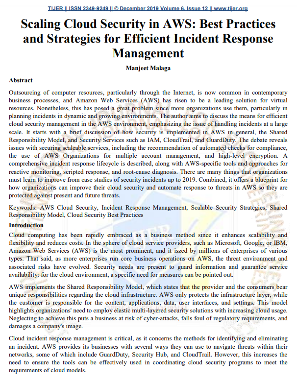 Article: Scaling Cloud Security in AWS: Best Practices and Strategies for Efficient Incident Response Management