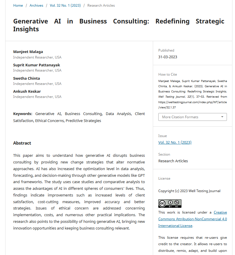 Article: Generative AI in Business Consulting: Redefining Strategic Insights